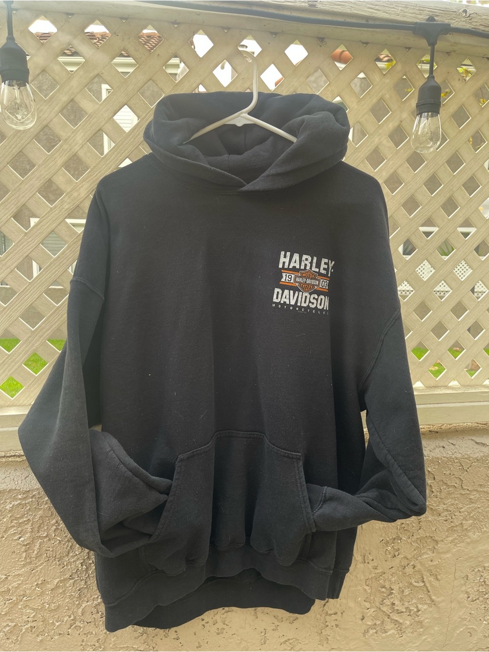 Harley-Davidson Black Hoodie with White Wisconsin Logo - Men's Zip-Up Sweater - Picture 2 of 3